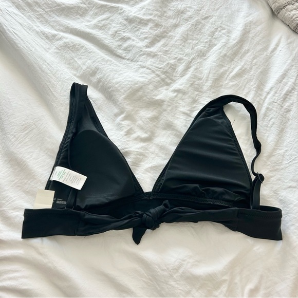 Aerie Tie Long Line Bikini Top Smooth Black - Picture 5 of 5